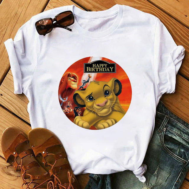 New Lovely Lion King Women Tshirts Cartoon Printed Tees Funny Harajuku Female T Shirt Korean Short Sleeves Tops Female Clothing