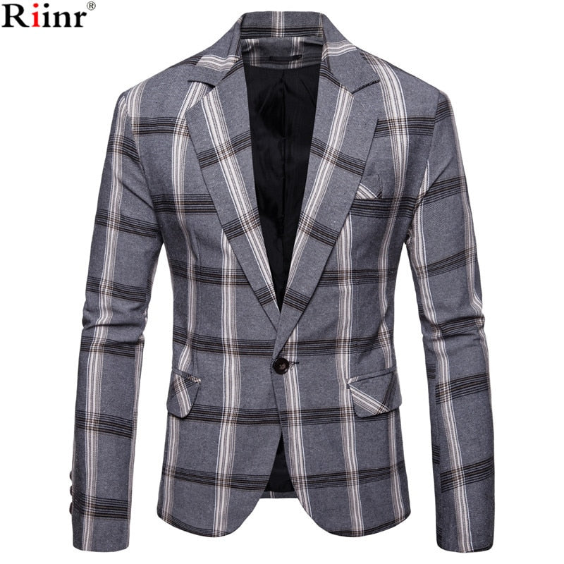 Riinr Brand Autumn Men Casual Blazer Suit Mens Cotton Suit Jacket Slim Fit Men's Classic Smart Casual Blazer For Male