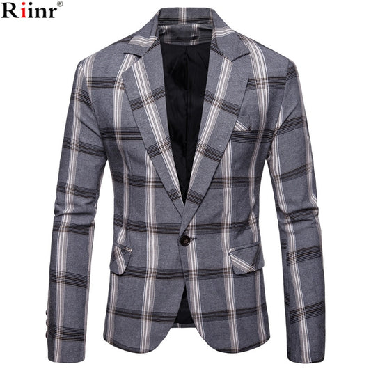 Riinr Brand Autumn Men Casual Blazer Suit Mens Cotton Suit Jacket Slim Fit Men's Classic Smart Casual Blazer For Male