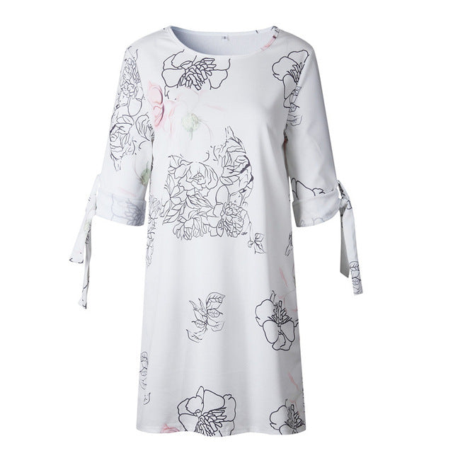 Jocoo Jolee Women Boho Style Floral Print Chiffon Dress Summer Beach Dresses Loose Mini Party Dress Tunic Sundress Plus Size 5XL