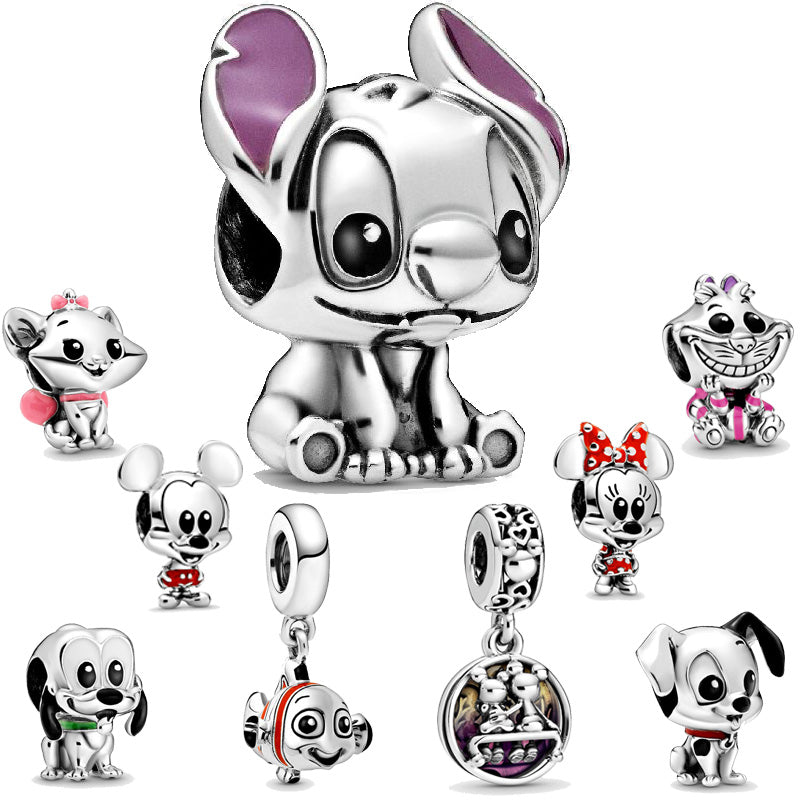 Fashion New 925 Sterling Silver Beads Lilo & Stitch Aristocats Charms fit Original Pandora Bracelets Women DIY Jewelry
