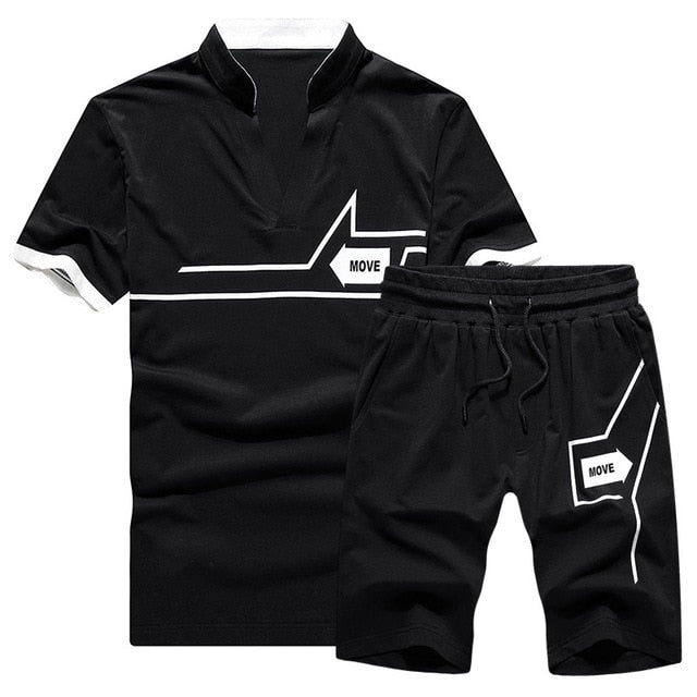 Tracksuits Men New 2020 Summer Two Piece Set Men Short Sleeve T Shirt Cropped Top+Shorts Suit Mens Sportwear Shorts Sets Outwear