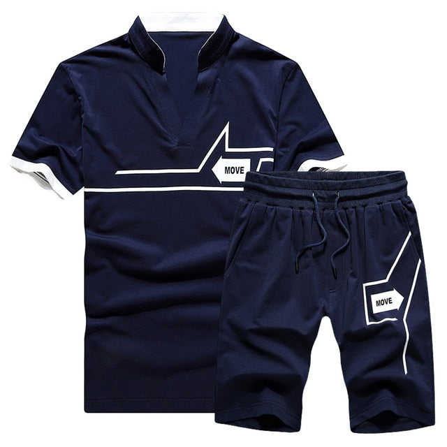 Tracksuits Men New 2020 Summer Two Piece Set Men Short Sleeve T Shirt Cropped Top+Shorts Suit Mens Sportwear Shorts Sets Outwear