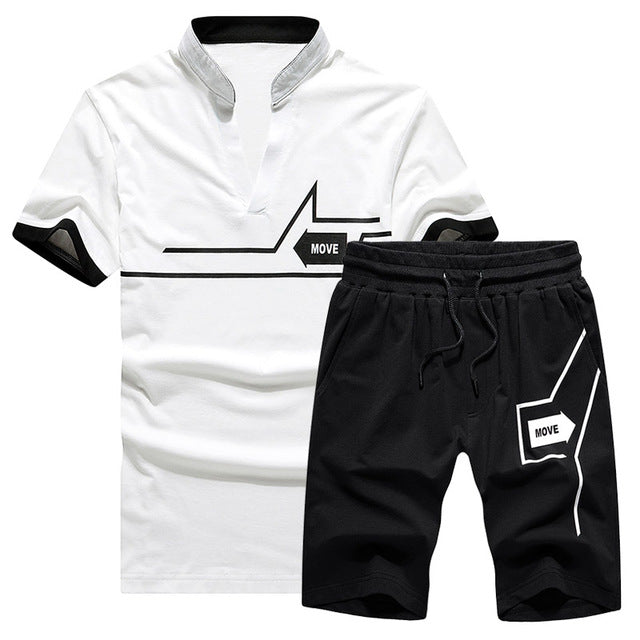 Tracksuits Men New 2020 Summer Two Piece Set Men Short Sleeve T Shirt Cropped Top+Shorts Suit Mens Sportwear Shorts Sets Outwear