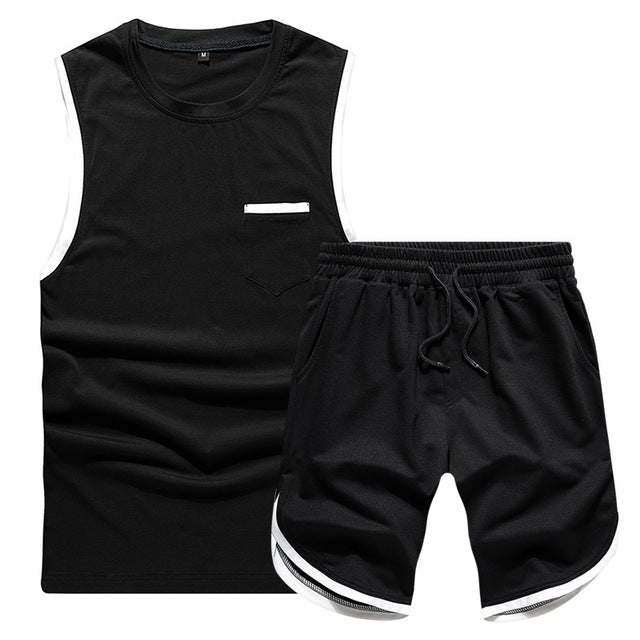Tracksuits Men New 2020 Summer Two Piece Set Men Short Sleeve T Shirt Cropped Top+Shorts Suit Mens Sportwear Shorts Sets Outwear