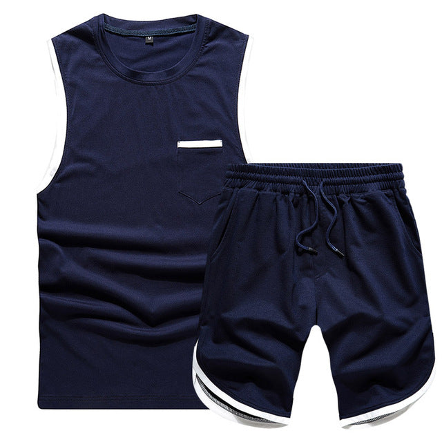 Tracksuits Men New 2020 Summer Two Piece Set Men Short Sleeve T Shirt Cropped Top+Shorts Suit Mens Sportwear Shorts Sets Outwear