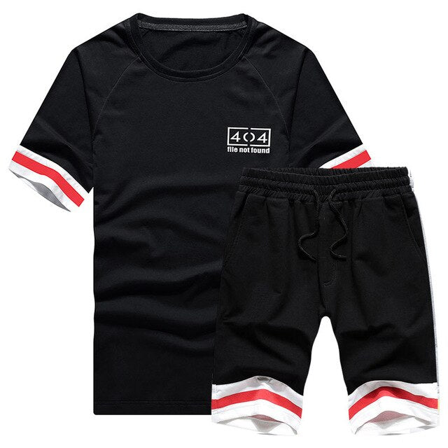 Tracksuits Men New 2020 Summer Two Piece Set Men Short Sleeve T Shirt Cropped Top+Shorts Suit Mens Sportwear Shorts Sets Outwear