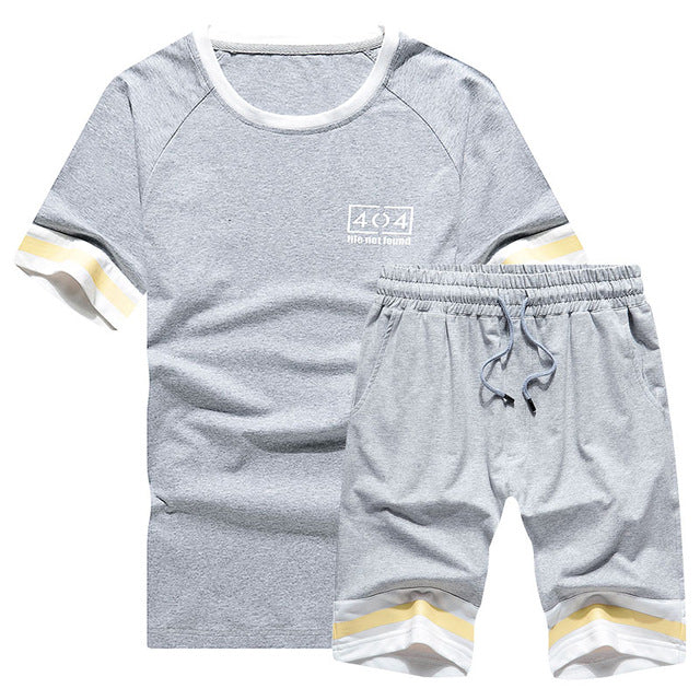Tracksuits Men New 2020 Summer Two Piece Set Men Short Sleeve T Shirt Cropped Top+Shorts Suit Mens Sportwear Shorts Sets Outwear