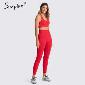 Simplee 2 Piece Set Workout Clothes for Women Sports Top and Leggings Set Sports Wear for Women Gym Clothing Athletic Yoga Set