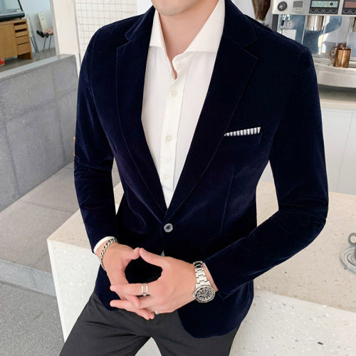 Mens Gold Velvet Blazers Autumn Spring Fashion Male Slim Fat Casual Suit Jacket Men Blazer Masculino Clothing M-5XL