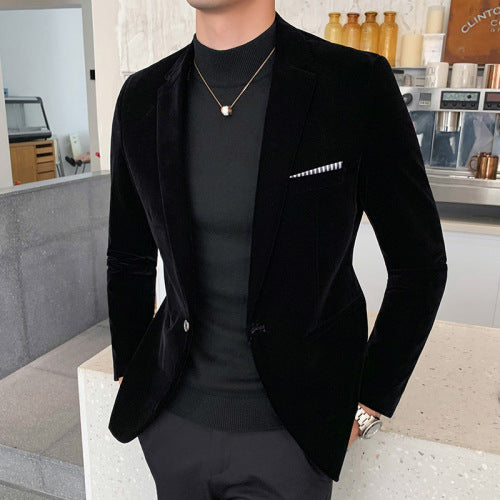 Mens Gold Velvet Blazers Autumn Spring Fashion Male Slim Fat Casual Suit Jacket Men Blazer Masculino Clothing M-5XL