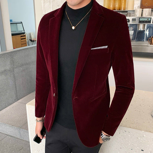 Mens Gold Velvet Blazers Autumn Spring Fashion Male Slim Fat Casual Suit Jacket Men Blazer Masculino Clothing M-5XL