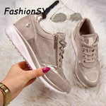 Women Wedges Sneakers women Vulcanize Shoes lace up Sequins Shake Shoes Fashion Girls Sport Shoes Woman Sneakers Shoes Footwear