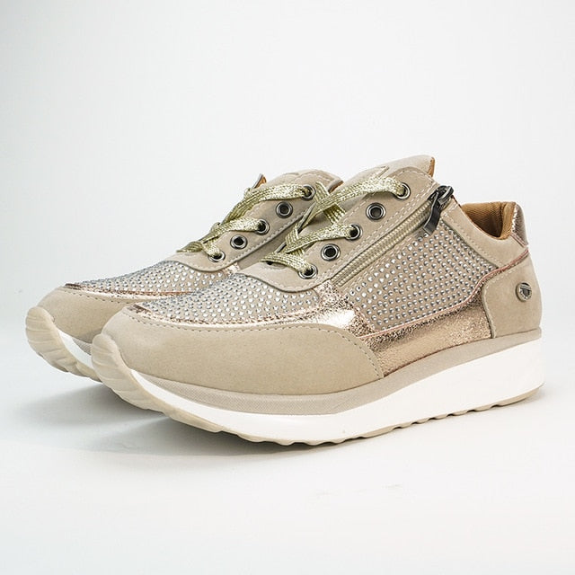Women Wedges Sneakers women Vulcanize Shoes lace up Sequins Shake Shoes Fashion Girls Sport Shoes Woman Sneakers Shoes Footwear