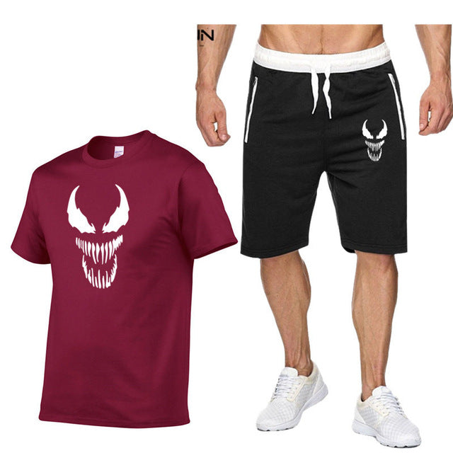 venom 2 Pcs/Set Men's Tracksuit Sports Suit Gym Fitness Compression Clothes Running Jogging Sport Wear Exercise Workout Set