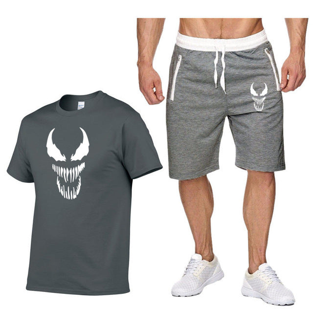 venom 2 Pcs/Set Men's Tracksuit Sports Suit Gym Fitness Compression Clothes Running Jogging Sport Wear Exercise Workout Set