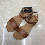 NAN JIU MOUNTAIN Summer Flat Sandals Women  Simple Bright Color Buckle Studded Beach Shoes Plus Size