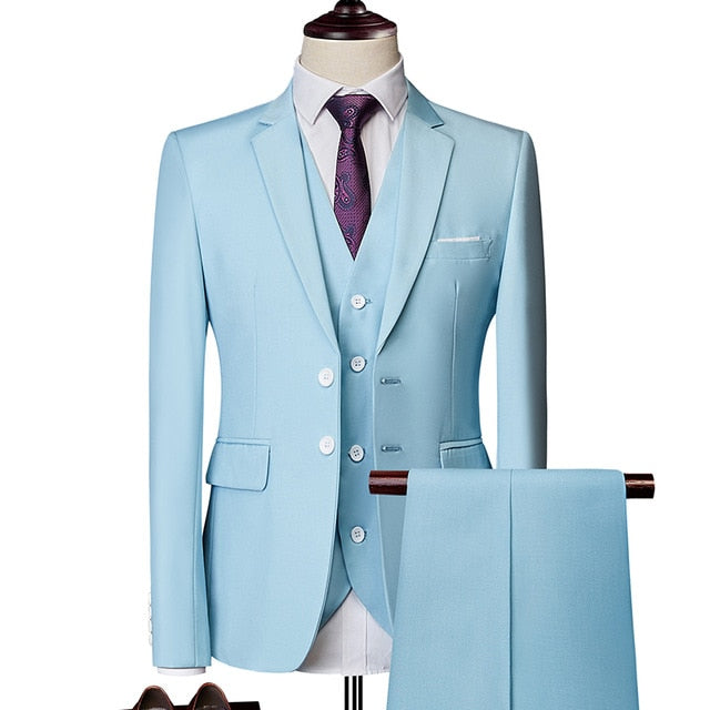 Suit suit male 2020 spring and autumn high-end custom business blazers three-piece / Slim large size multi-color boutique suit