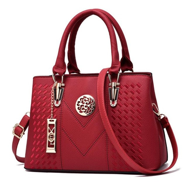 FGJLLOGJGSO Embroidery Messenger Bag Brand Women Handbags Leather Female Crossbody Shoulder Bag Lady Hand Bag Sac Bolsa Feminina