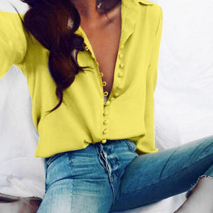 CROPKOP Fashion Casual Solid Color ladies office Tops Sexy Buttons Long sleeve Blouse 2020 new Spring Women Chiffon white Shirt