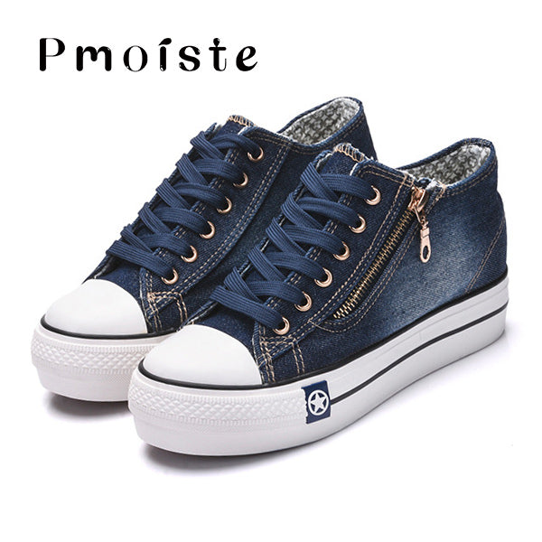 Canvas shoes for girls 2020 Spring Fashion Sneakers Solid Sewing Women Denim Shoe Sapato Feminino Size 35-41