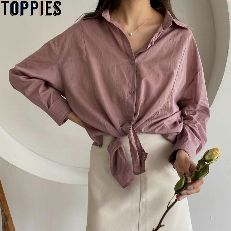 Toppies women white cotton shirts long sleeve boyfriend shirts summer tops solid color oversized blouses