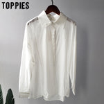 Toppies women white cotton shirts long sleeve boyfriend shirts summer tops solid color oversized blouses