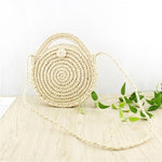 Round straw bag beach bag woven large capacity single shoulder hand crochet Summer girl bag