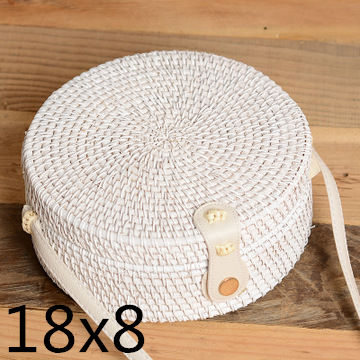 Round straw bag beach bag woven large capacity single shoulder hand crochet Summer girl bag