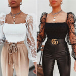 Women Square Collar Blouse 2020 New Arrival Female Summer Puff Ruffle Long Sleeve Shirt White Black Casual Ruched Blouse Tops