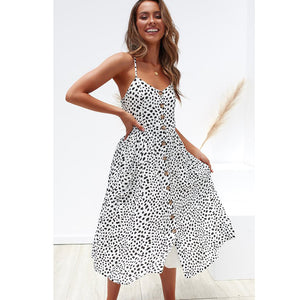 Casual Female Sundress Women Summer Dress 2020 Sexy Midi Dress Ladies Vintage Vestidos Backless Straps Plus Size Dresses Button