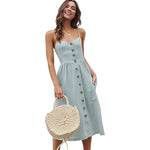 Casual Female Sundress Women Summer Dress 2020 Sexy Midi Dress Ladies Vintage Vestidos Backless Straps Plus Size Dresses Button