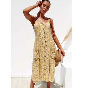 Casual Female Sundress Women Summer Dress 2020 Sexy Midi Dress Ladies Vintage Vestidos Backless Straps Plus Size Dresses Button