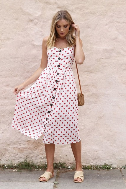 Casual Female Sundress Women Summer Dress 2020 Sexy Midi Dress Ladies Vintage Vestidos Backless Straps Plus Size Dresses Button