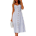 Casual Female Sundress Women Summer Dress 2020 Sexy Midi Dress Ladies Vintage Vestidos Backless Straps Plus Size Dresses Button