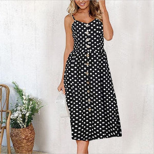 Casual Female Sundress Women Summer Dress 2020 Sexy Midi Dress Ladies Vintage Vestidos Backless Straps Plus Size Dresses Button