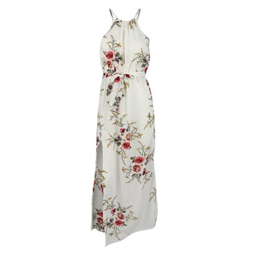 DeRuiLaDy 2019 Boho Floral Print Straps Long Dress Women Sexy Backless Summer Beach Maxi Dresses Womens Casual Vestidos Femme
