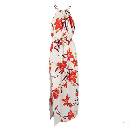 DeRuiLaDy 2019 Boho Floral Print Straps Long Dress Women Sexy Backless Summer Beach Maxi Dresses Womens Casual Vestidos Femme