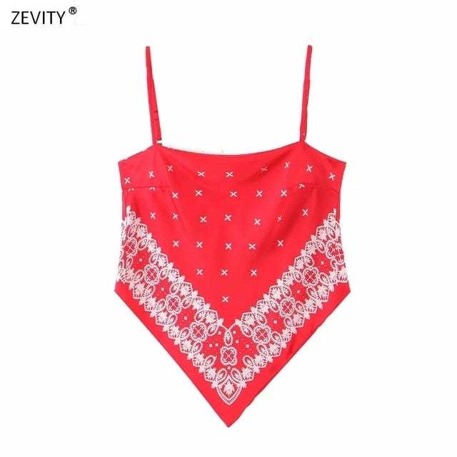 New Women vintage paisley print spaghetti strap sexy chic camis tank ladies summer backless bowknot sling tops LS3866