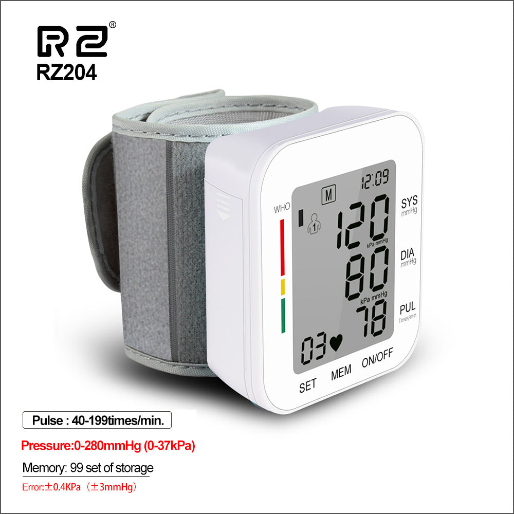 RZ Digital Wrist Blood Pressure Monitor Pulse Rate Heart Beat Rate Meter Device Medical Equipment Tonometer BP Sphygmomanometer