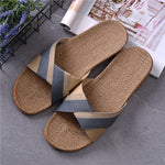 Summer Flax Slippers Women Men Casual Linen Slides Multi-style Non-slip EVA Home Slippers Indoor Shoes Female Sandals