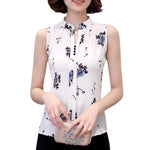 EFINNY Summer Women Tops Casual Sleeveless V-Neck Fashion Women Blouse Shirt Chiffon Print Blouses Ladies Blusas