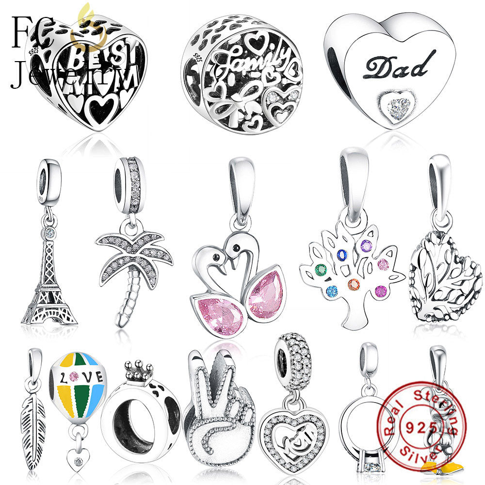 FC Jewelry Fit Original Pandora Charms Bracelet Authentic 925 Silver Paris Eiffel Tower Pendant Hanging Beads Berloque DIY Gift