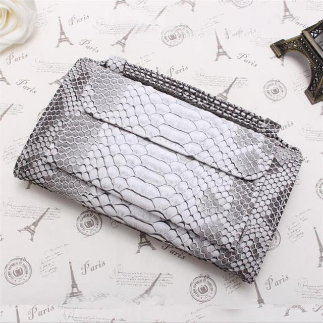 Luxury Genuine Python Leather Hand Bags Cross Body Shoulder Bag Snakeskin Designer Day Clutch Chain Crossbody Bag