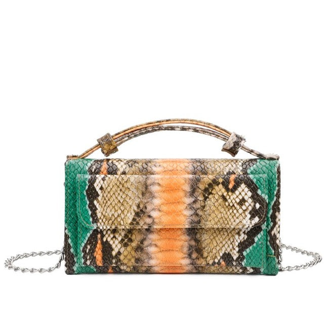 Luxury Genuine Python Leather Hand Bags Cross Body Shoulder Bag Snakeskin Designer Day Clutch Chain Crossbody Bag