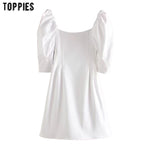 Toppies sexy mini dress women summer slim party dress short sleeve sqaure collars ladies elegant vestidso