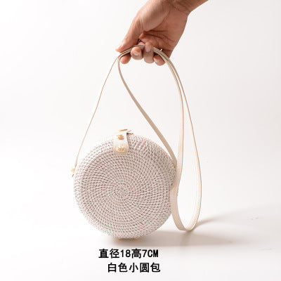 Bali Island Hand Woven Bag Round Bag buckle Rattan  Straw Bags Satchel Wind Bohemia Beach Circle Bag