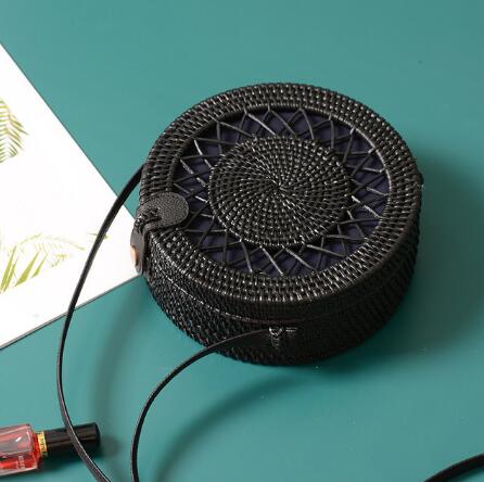 Bali Island Hand Woven Bag Round Bag buckle Rattan  Straw Bags Satchel Wind Bohemia Beach Circle Bag