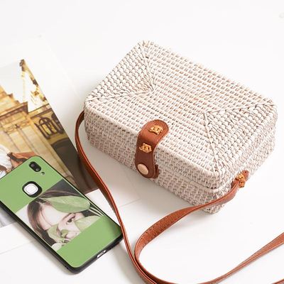 Bali Island Hand Woven Bag Round Bag buckle Rattan  Straw Bags Satchel Wind Bohemia Beach Circle Bag