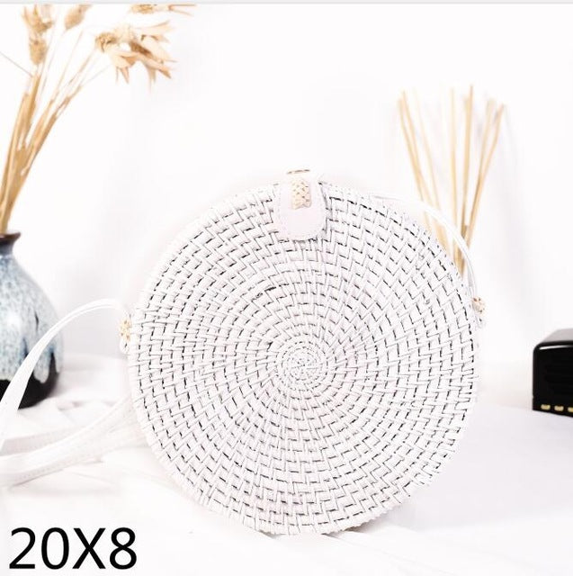 Bali Island Hand Woven Bag Round Bag buckle Rattan  Straw Bags Satchel Wind Bohemia Beach Circle Bag